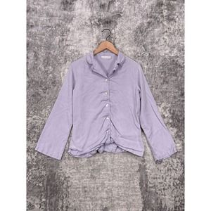 Bryn Walker Top Womens Purple Tencel Button Blouse Size S Small